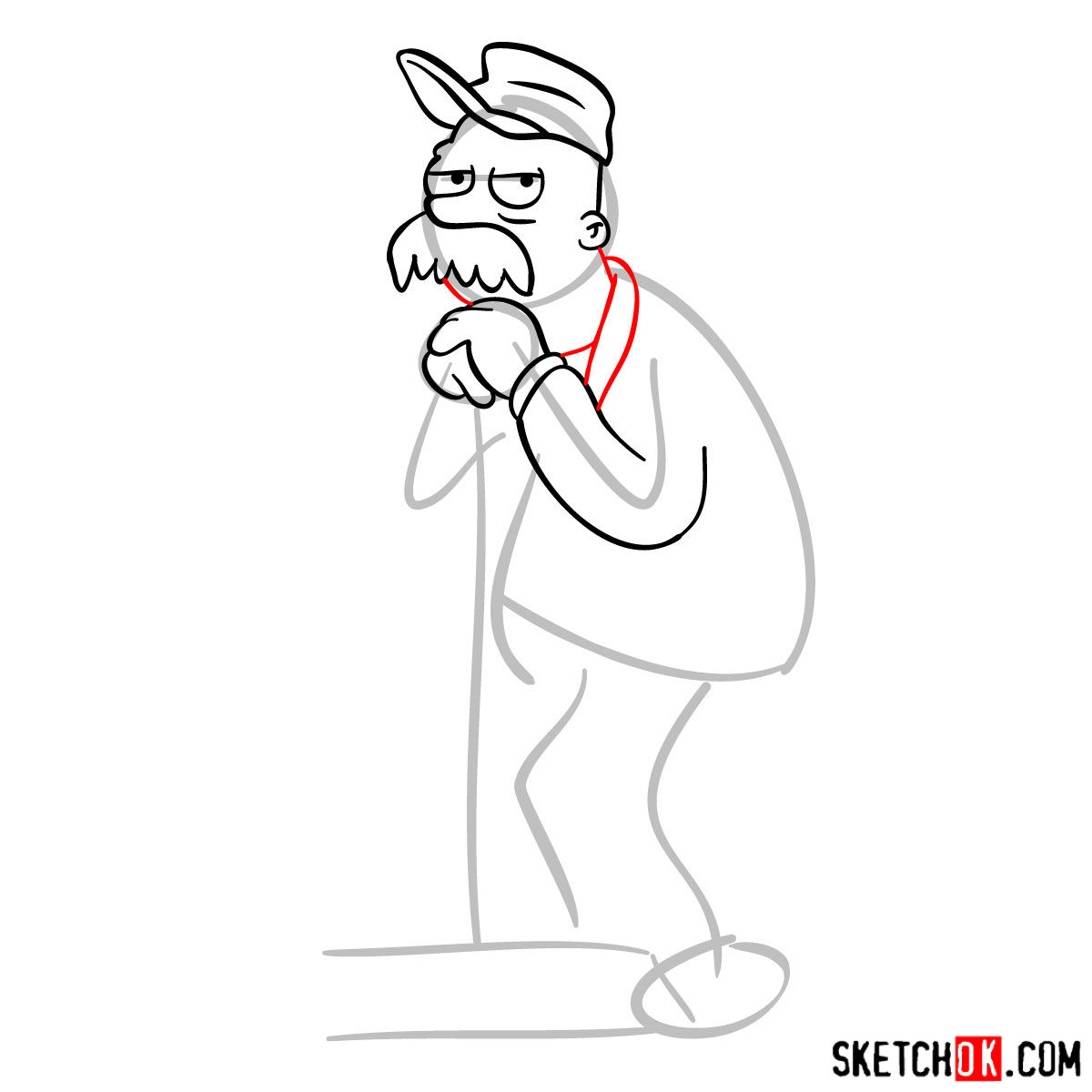 How to draw Scruffy the janitor - step 06
